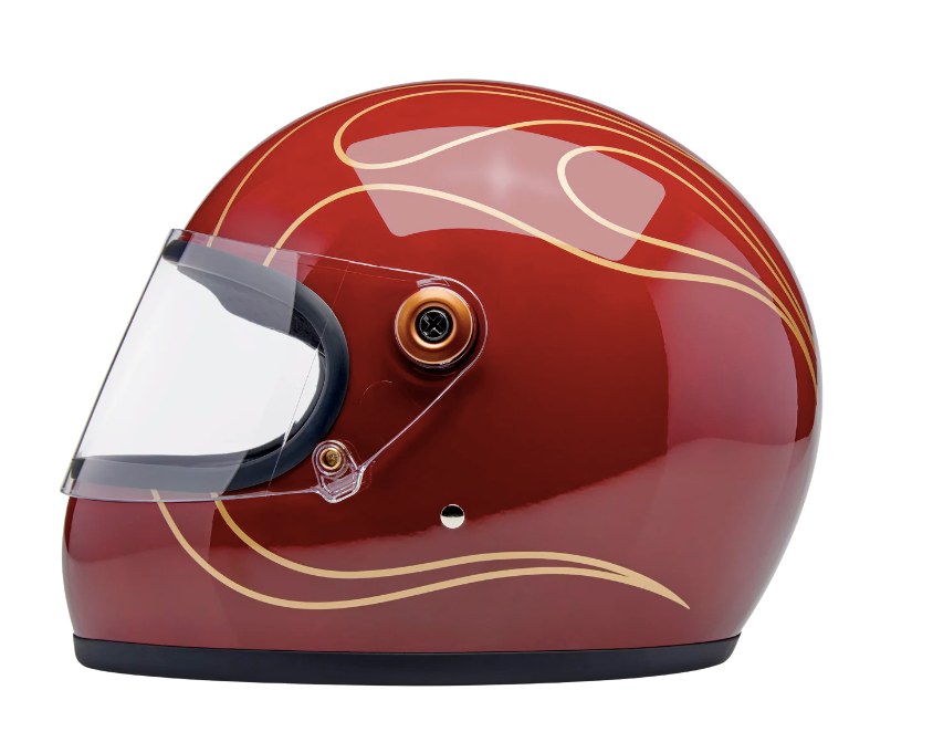 TICO S HELMET gloss garnet red flames