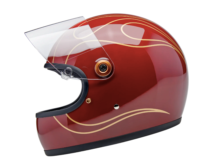 TICO S HELMET gloss garnet red flames