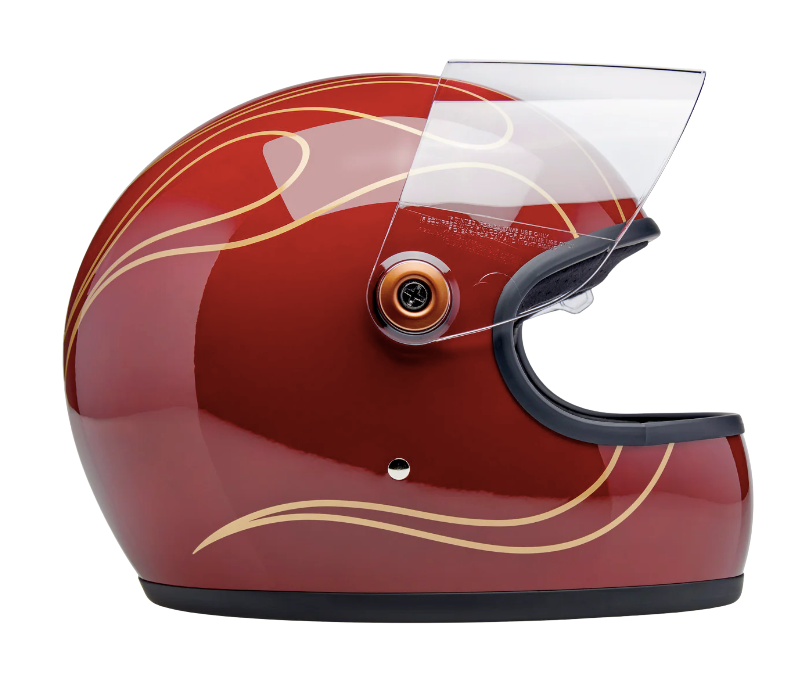TICO S HELMET gloss garnet red flames