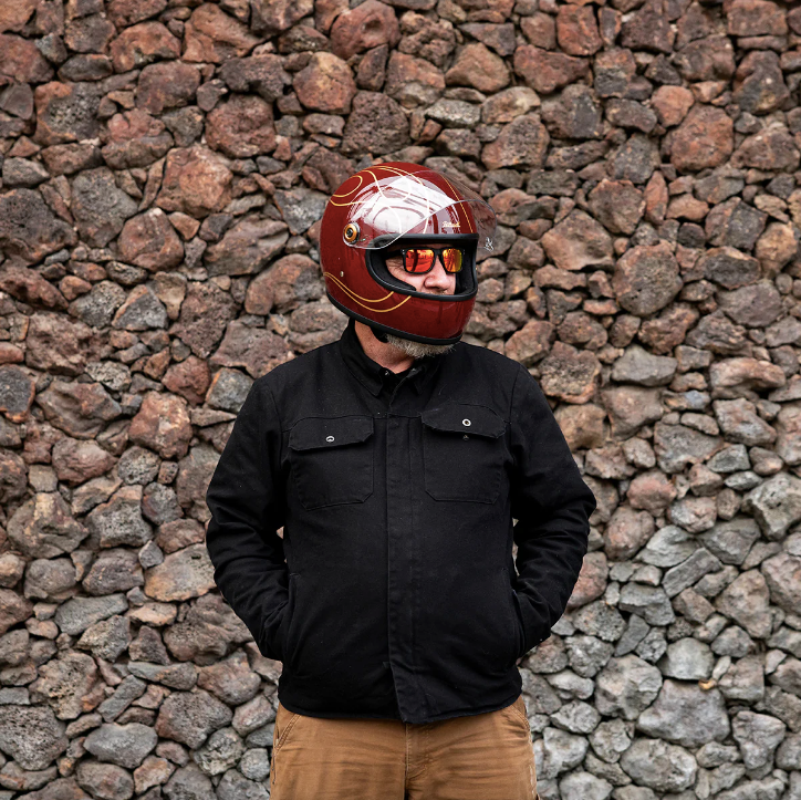TICO S HELMET gloss garnet red flames