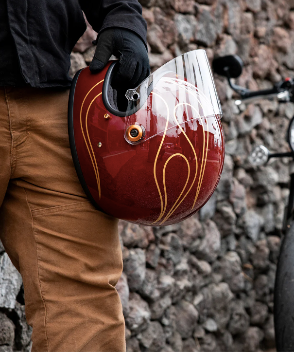 TICO S HELMET gloss garnet red flames
