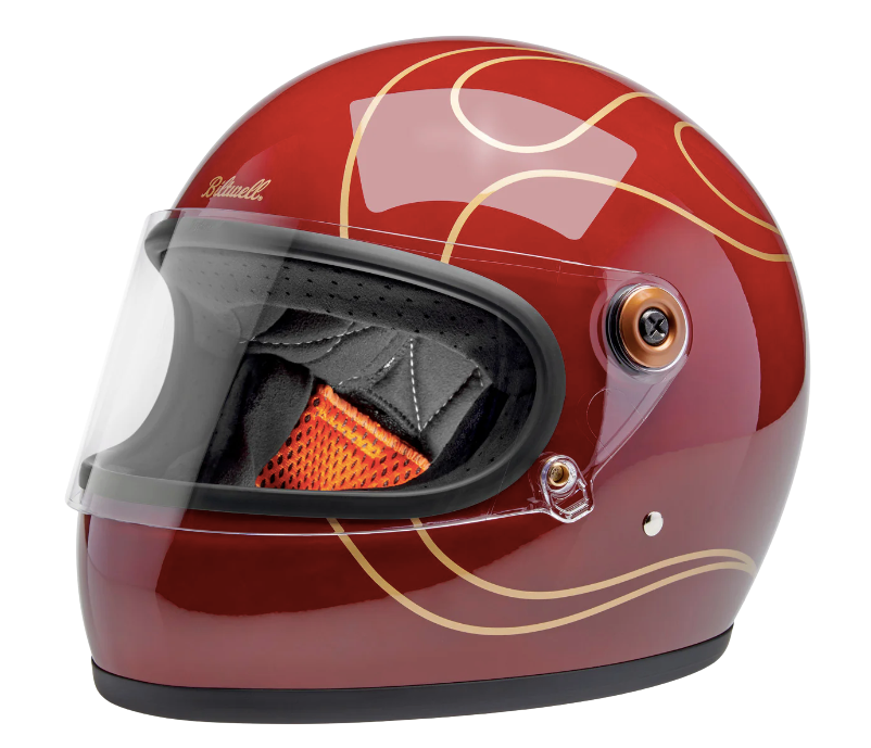 TICO S HELMET gloss garnet red flames
